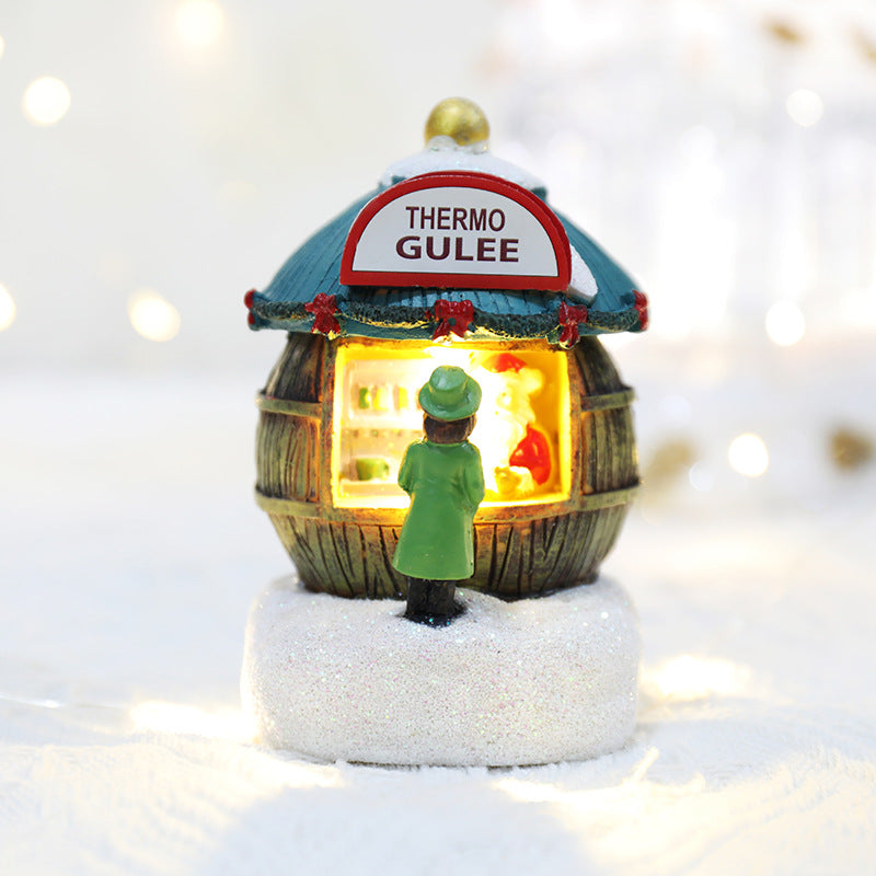 Mini Christmas House Resin Ornament – Warm LED Holiday Gift