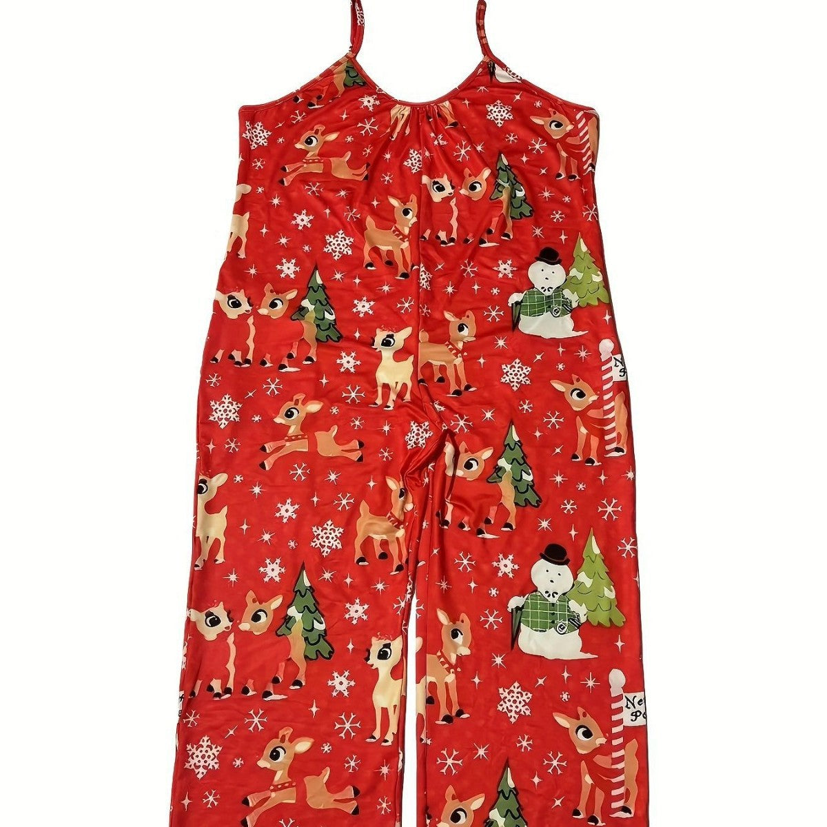Christmas Plus Size Women’s Red Print Jumpsuit