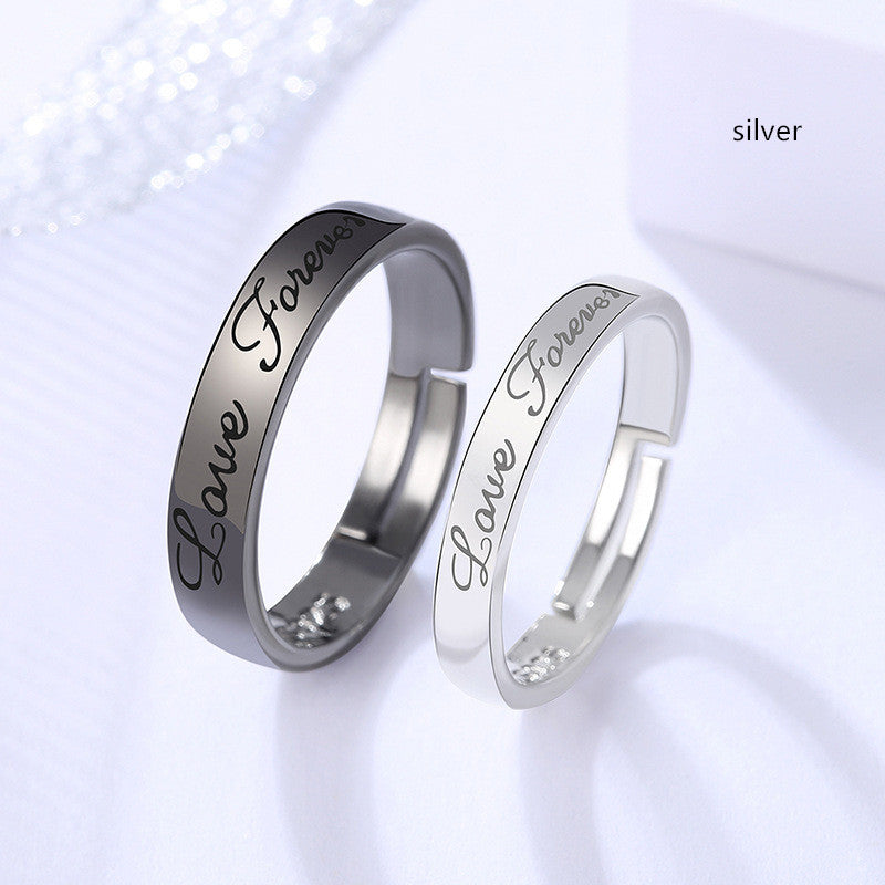 Black And White Heartbeat Couple Ring Niche Design