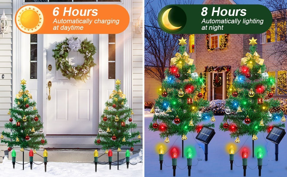 Outdoor Solar LED Christmas Trees (Pack of 2)