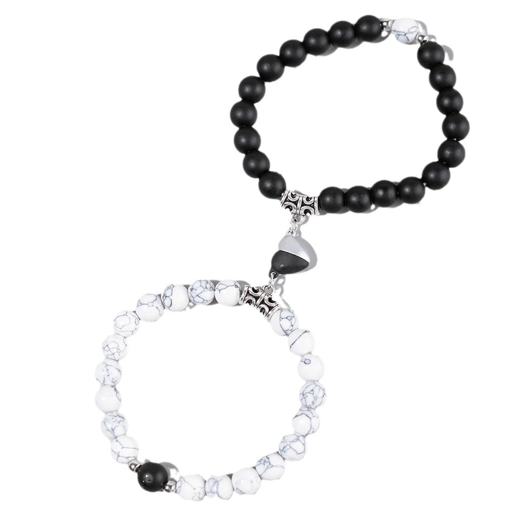 Black And White Love Magnet Suction Couple Bracelet Pair
