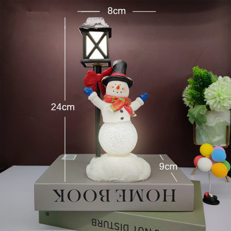 Festive Resin Sculpture Set – Christmas Lantern Snowman, Santa & Dog Ornaments