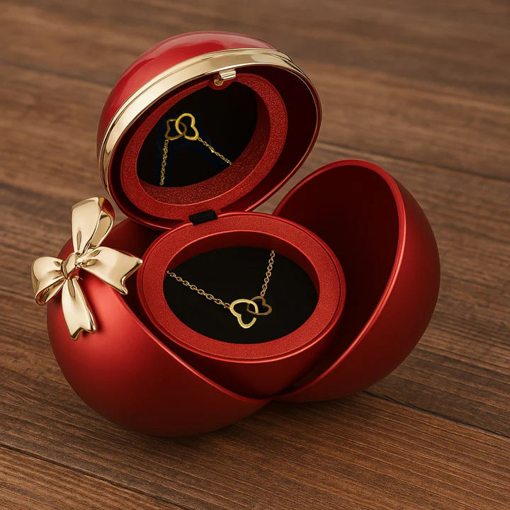 Rose Jewelry Box Round Magnetic Christmas Necklace
