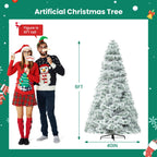 Pre-lit Artificial Christmas Tree, Prelighted Green Artificial Hinged Spruce Xmas Tree With 347 Branch Tips, 120 Incandescent Lights