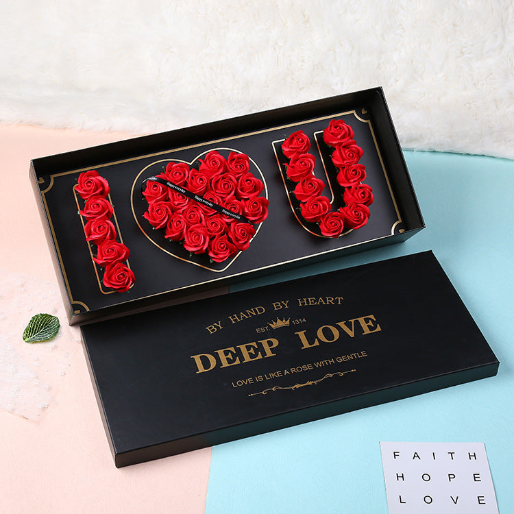 Christmas Valentine's Day Gift I Love You Heart Words Soap Flower Gift Box