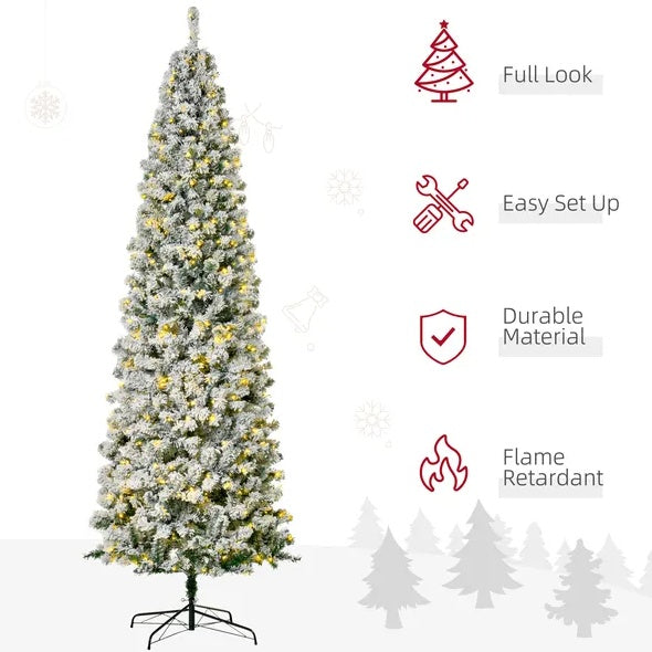 1. SnowFrost 9FT Pre-Lit Slim Christmas Tree