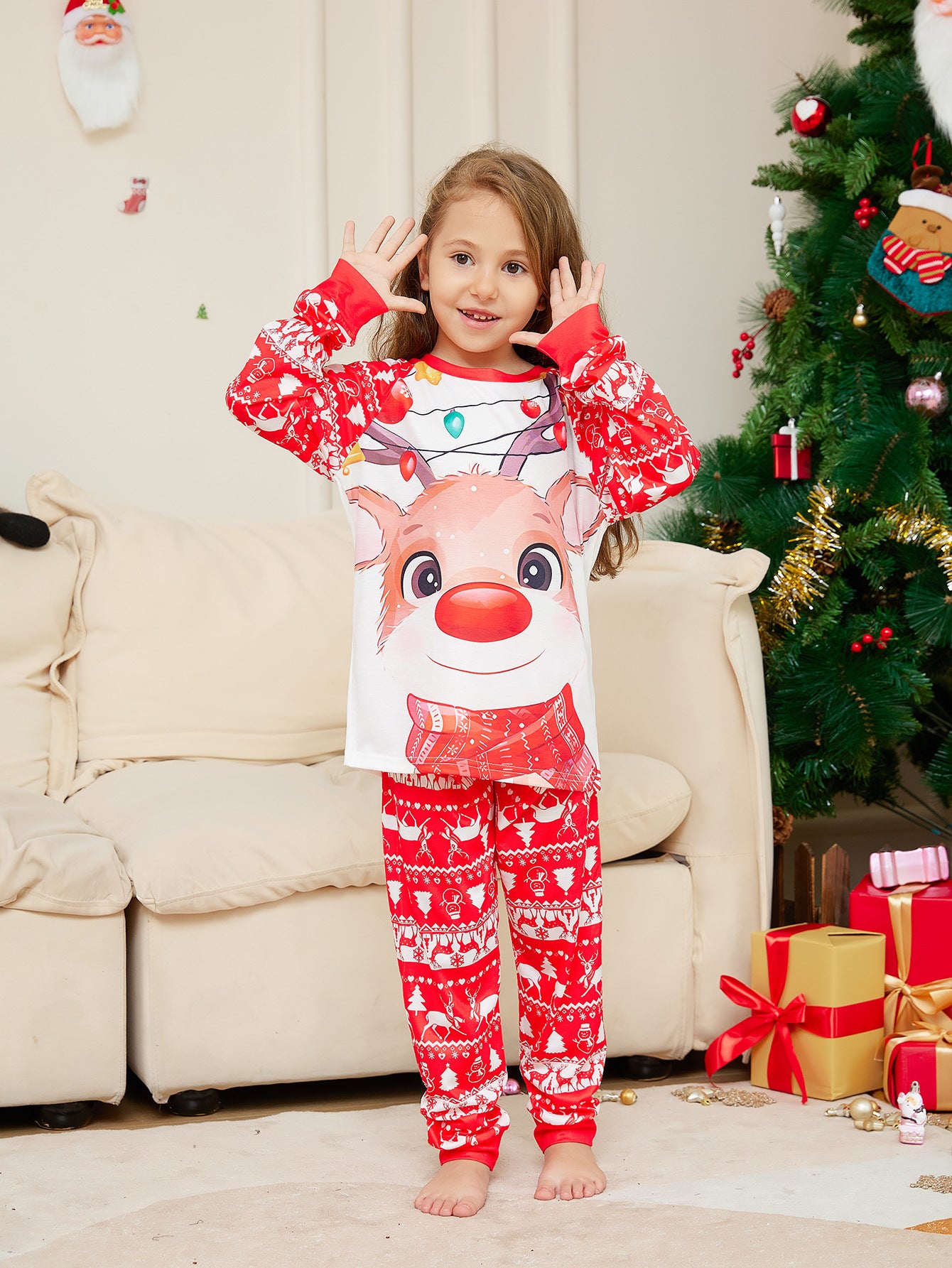 Christmas Family Matching Pajama Set – Red Cartoon Edition