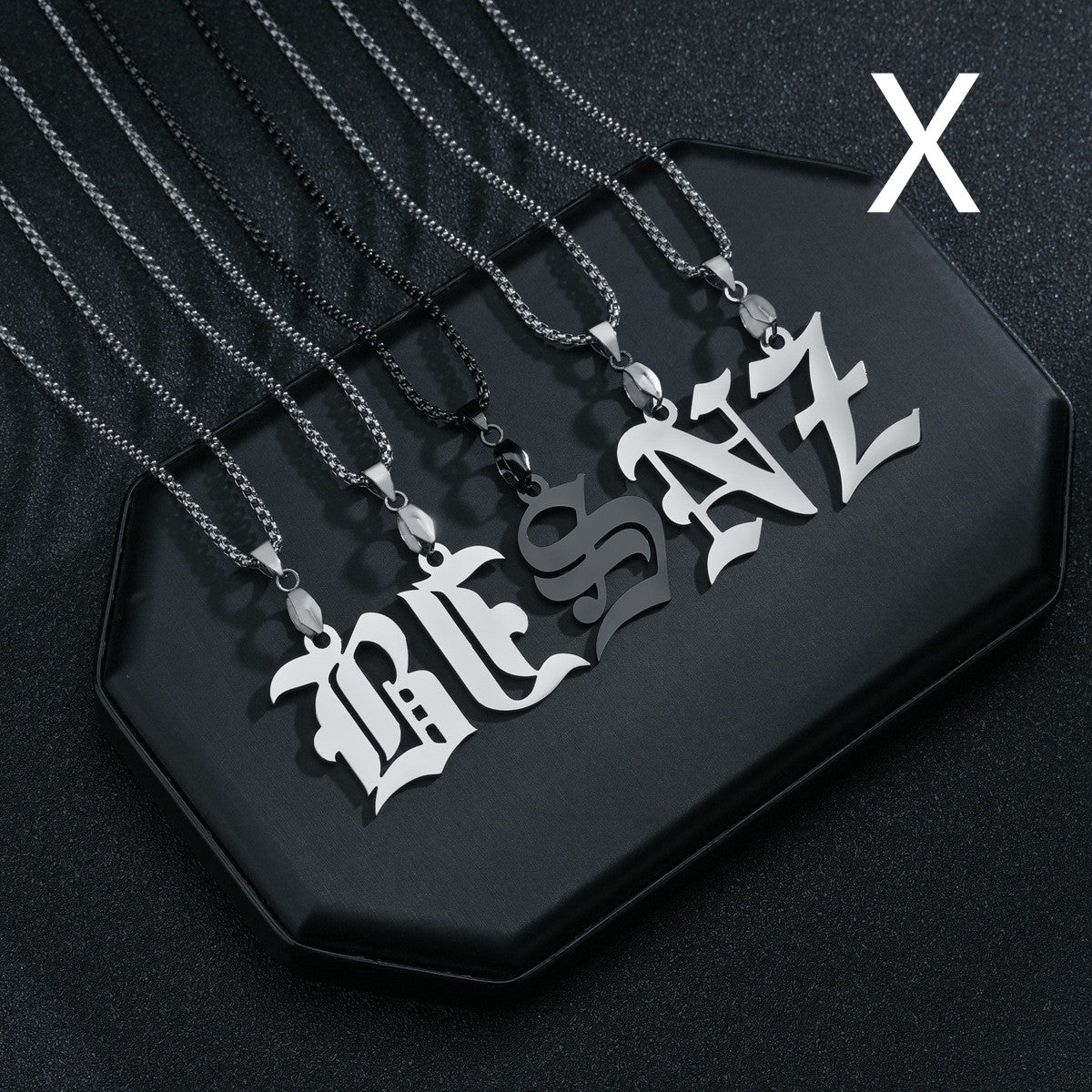 26 English Letters Military Nameplate Necklace Pendant