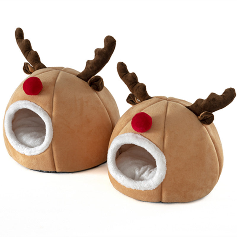 Cozy Reindeer Hut Christmas Pet Tent