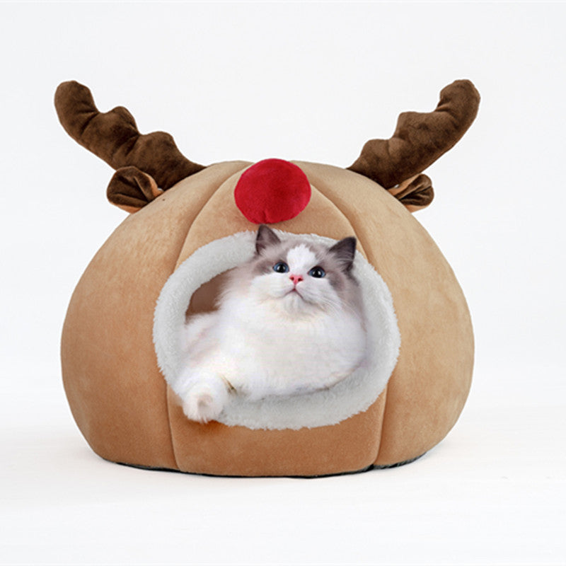 Cozy Reindeer Hut Christmas Pet Tent
