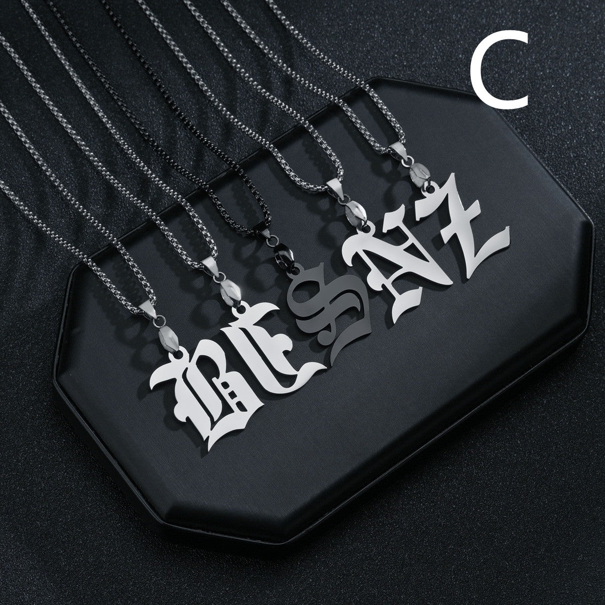 26 English Letters Military Nameplate Necklace Pendant