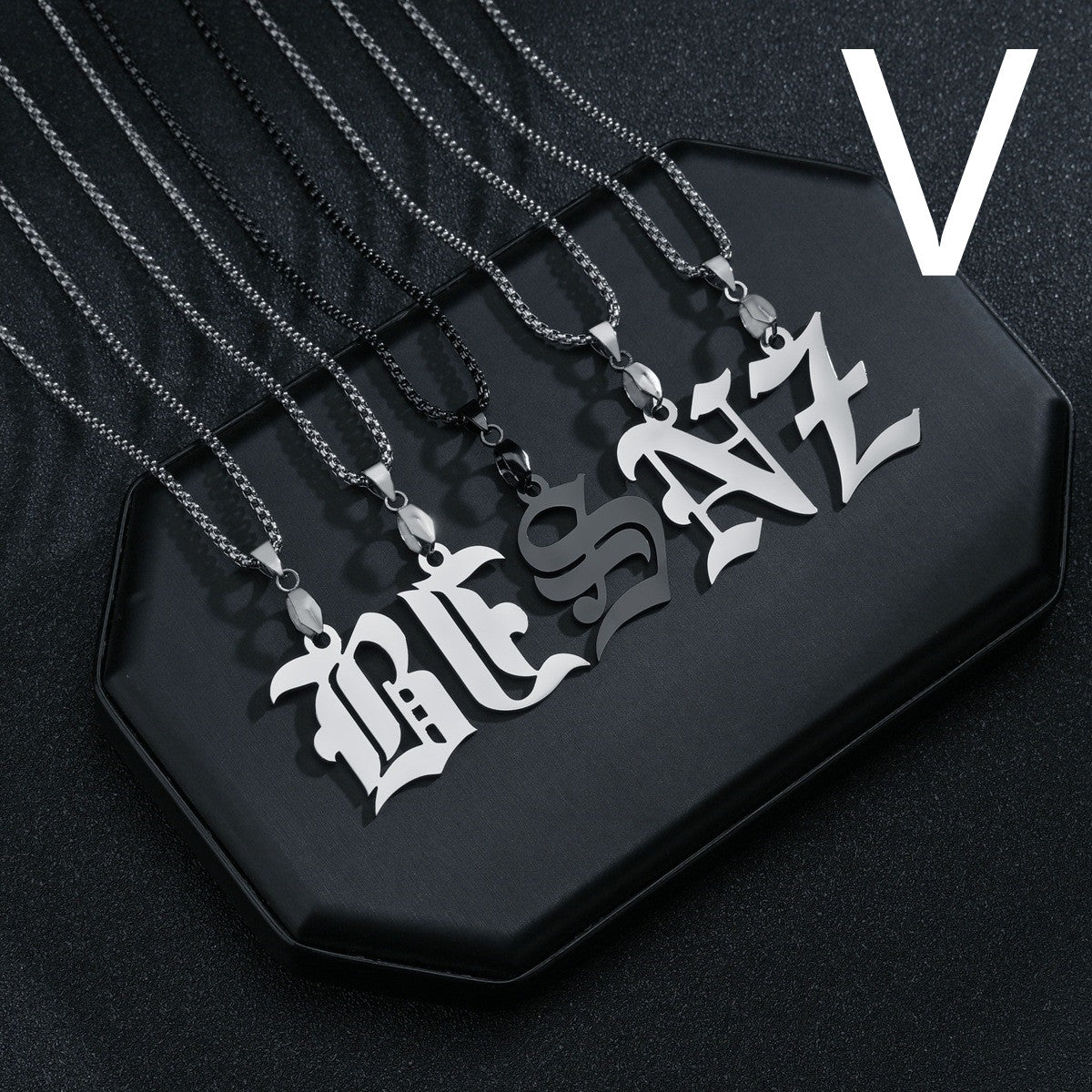 26 English Letters Military Nameplate Necklace Pendant