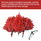 6-Foot Red Artificial Christmas Tree Halloween Tree With Metal Foldable Stand, Full Artificial Christmas Tree With 804 Branch Tips, Easy To Assemble, Indoor Holiday Decoration