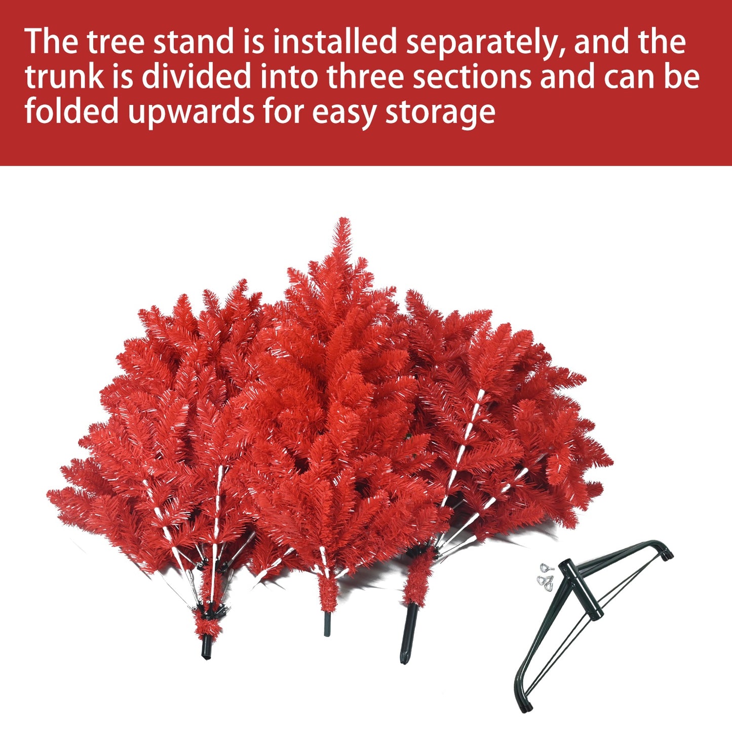 6-Foot Red Artificial Tree Halloween Tree With Metal Foldable Stand, Full Artificial Christmas Tree With 804 Branch Tips, Easy To Assemble, Indoor Holiday Decoration