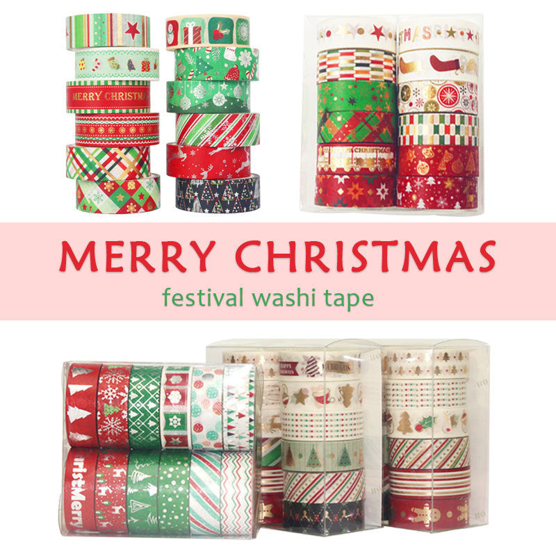 12-Piece Christmas Paper Tape Set – Festive Washi Rolls