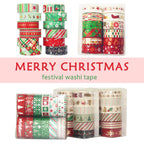 12-Piece Christmas Paper Tape Set – Festive Washi Rolls