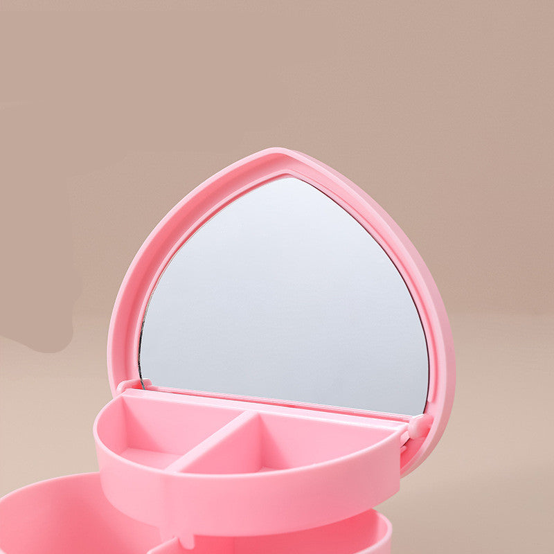 Storage Box Desktop Love Jewelry Box Student Dormitory Double Mirror Storage Box