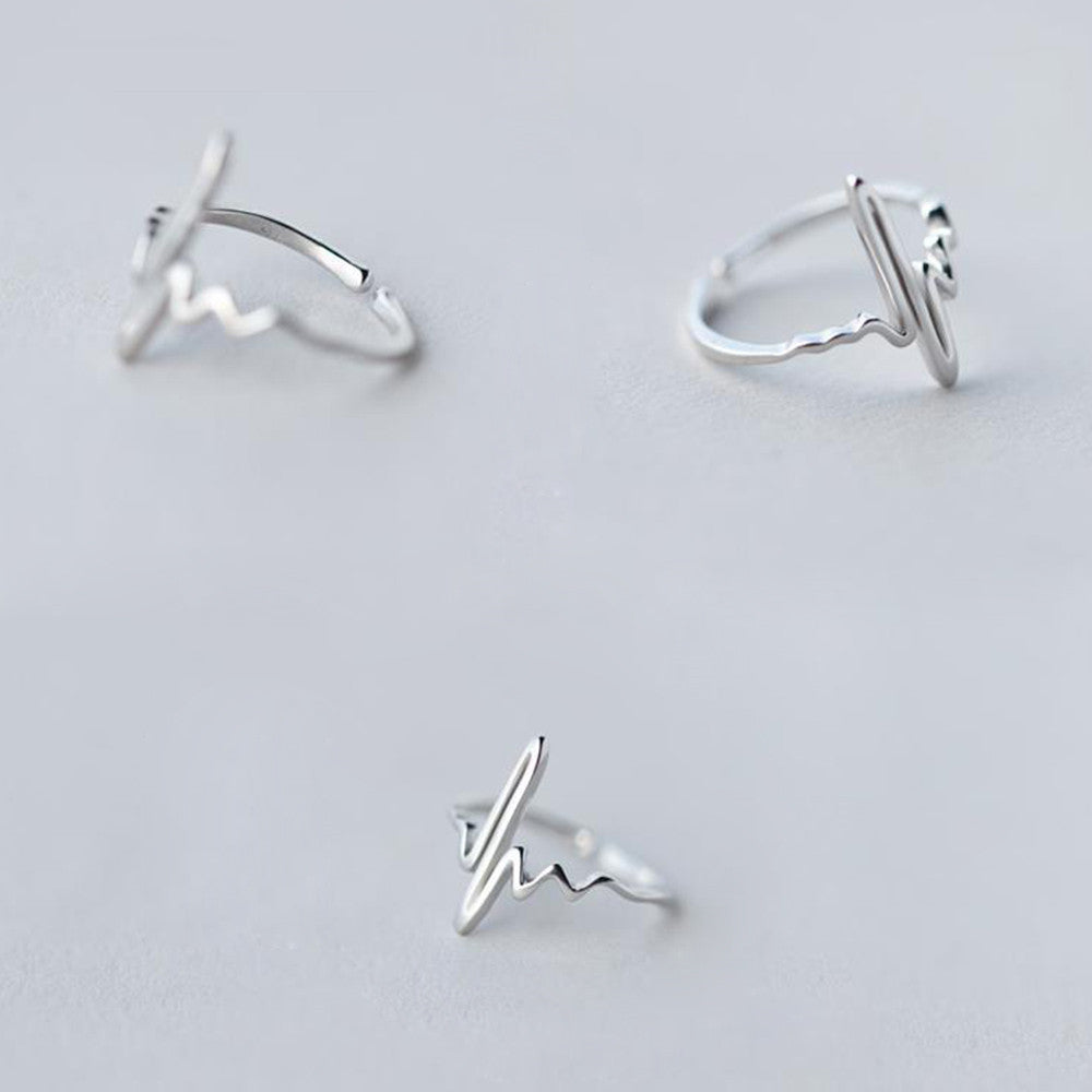 S925 Silver Wave Heartbeat ECG Ring