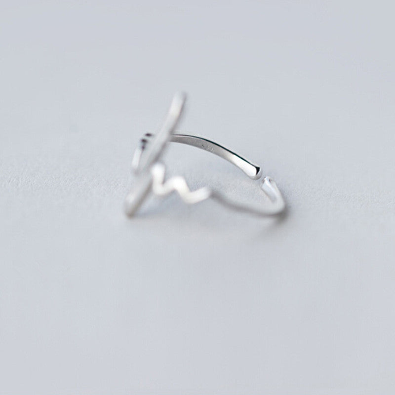 S925 Silver Wave Heartbeat ECG Ring