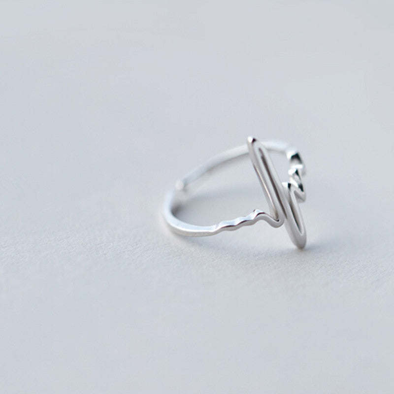 S925 Silver Wave Heartbeat ECG Ring