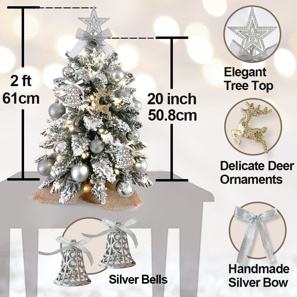 Mini Flocked Christmas Tree With Full Decoration Set (2ft)