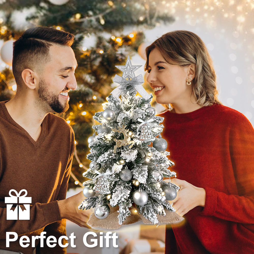 Mini Flocked Christmas Tree With Full Decoration Set (2ft)