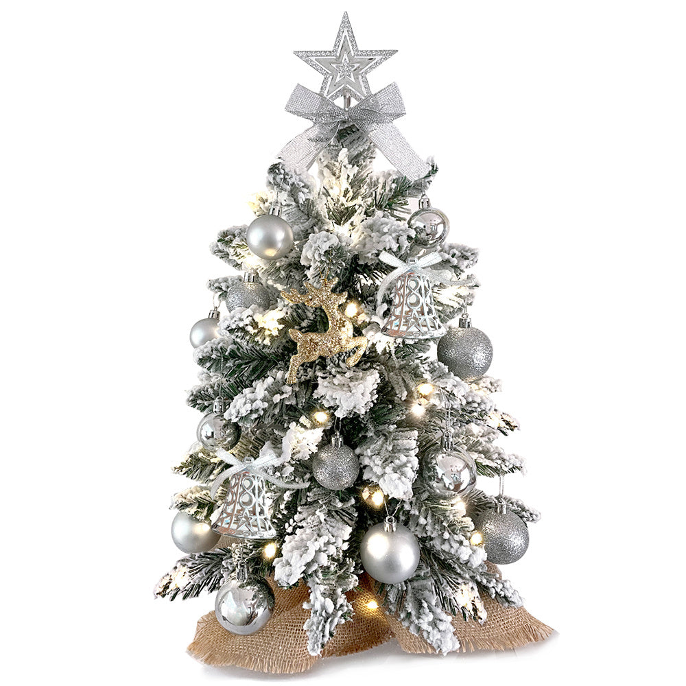 Mini Flocked Christmas Tree With Full Decoration Set (2ft)