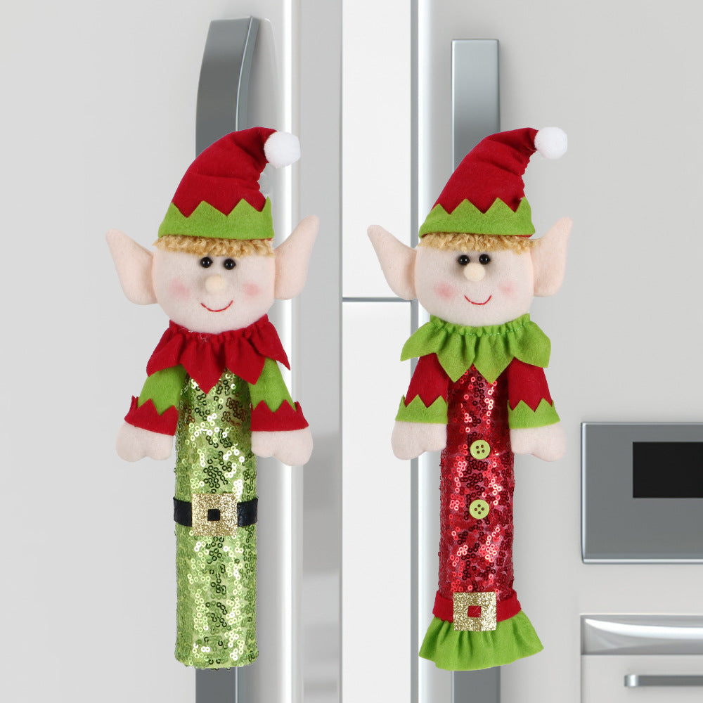 Elf Couple Christmas Refrigerator Handle Covers