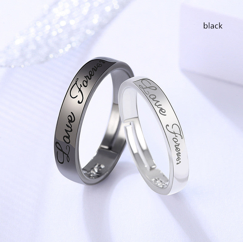 Black And White Heartbeat Couple Ring Niche Design