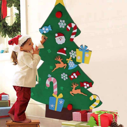 DIY Felt Christmas Tree With 32 Ornaments