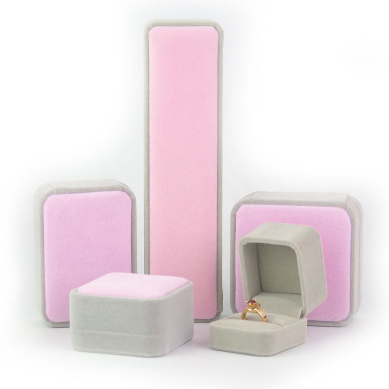 Flocking Cloth Rounded Gray Velvet Pendant Jewelry Box