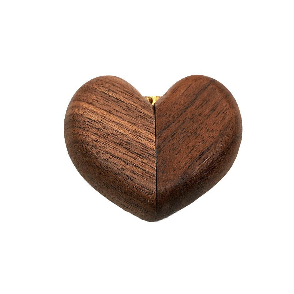 Black Walnut Ring Box Love Heart