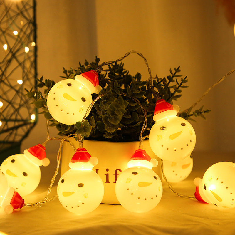 Snowman LED String Lights – Battery/USB Powered Christmas Decoration