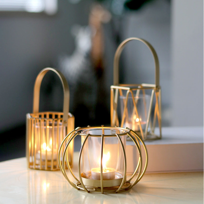 Empty Candle Cup Golden Light Luxury Creative Ornament Pumpkin Lantern