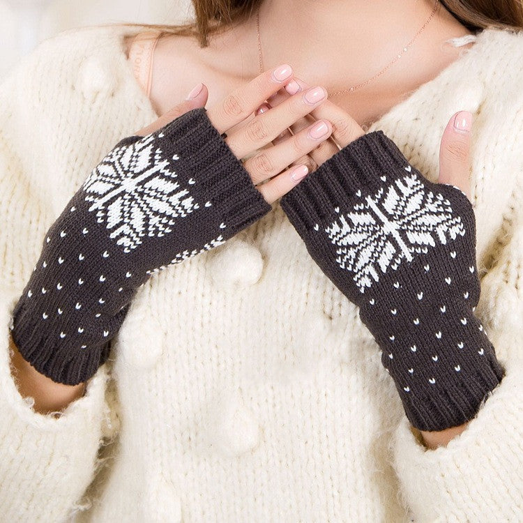 Snowflake Knitted Gloves