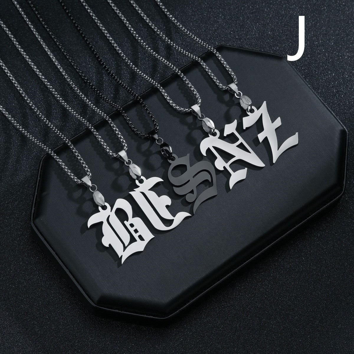 26 English Letters Military Nameplate Necklace Pendant