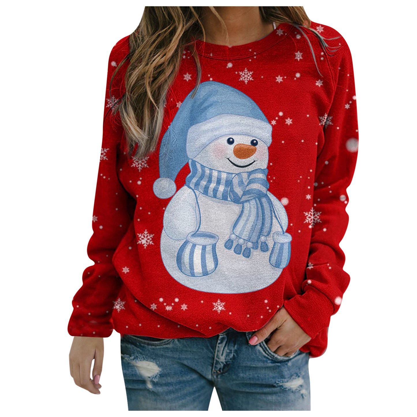 Cozy Snowman Christmas Sweater – Autumn & Winter Women’s Outfit