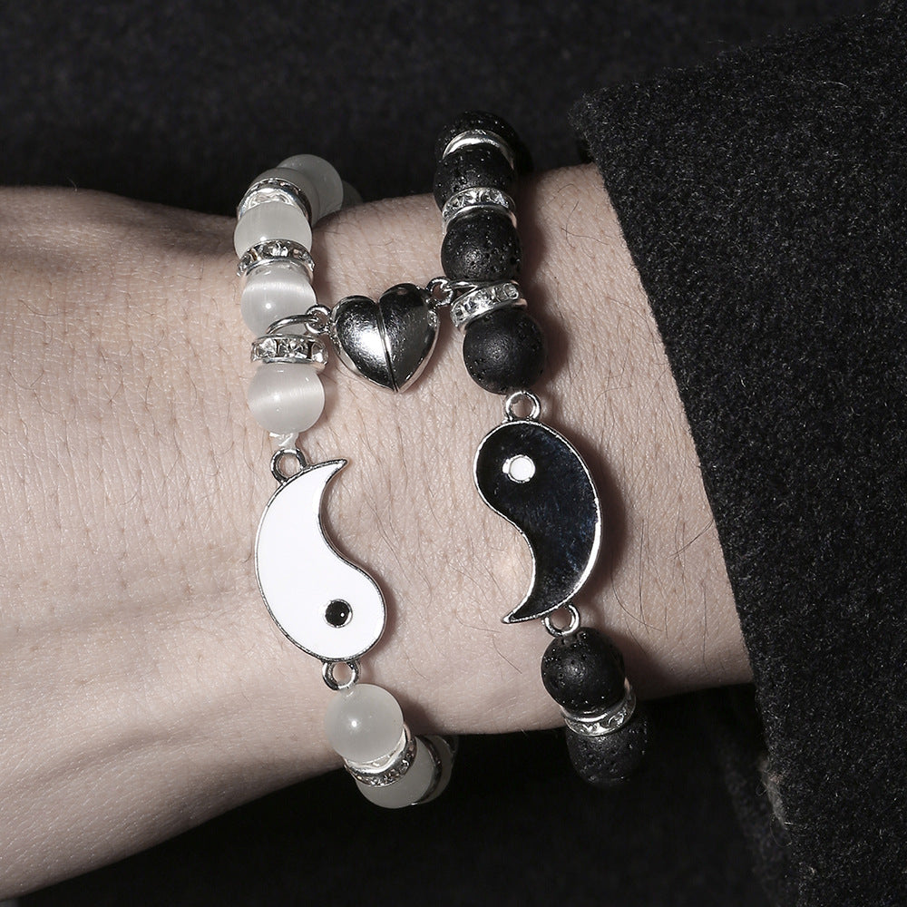 Love Magnet Bracelet Opal Volcano Yin Yang Tai Chi Bracelet