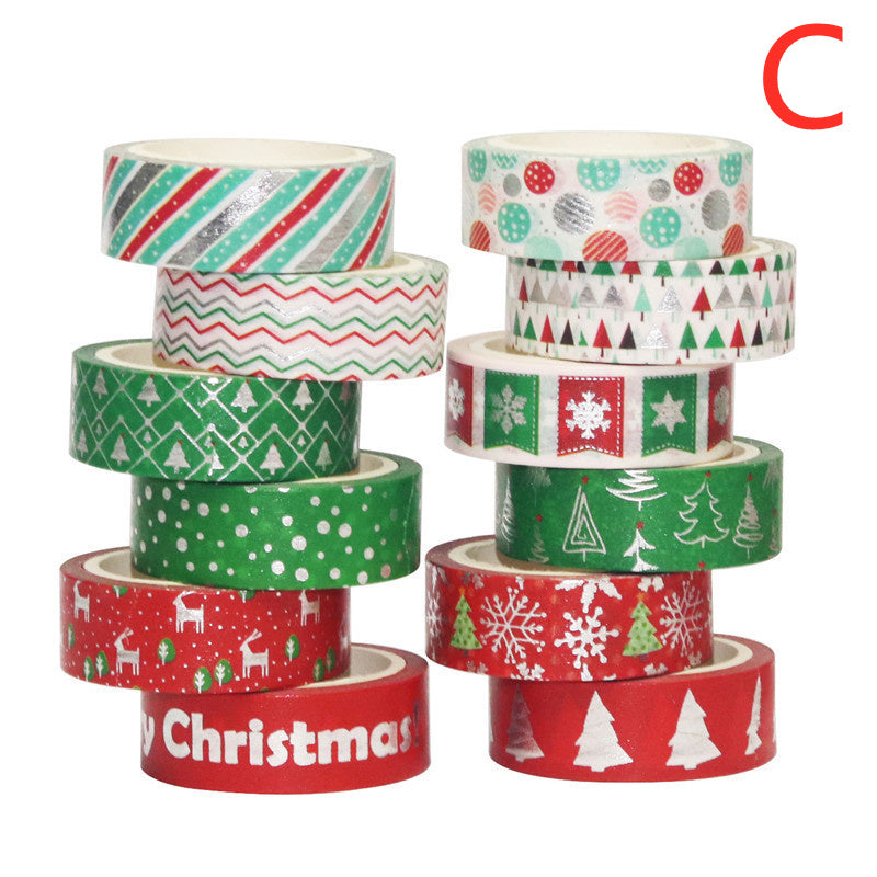 12-Piece Christmas Paper Tape Set – Festive Washi Rolls
