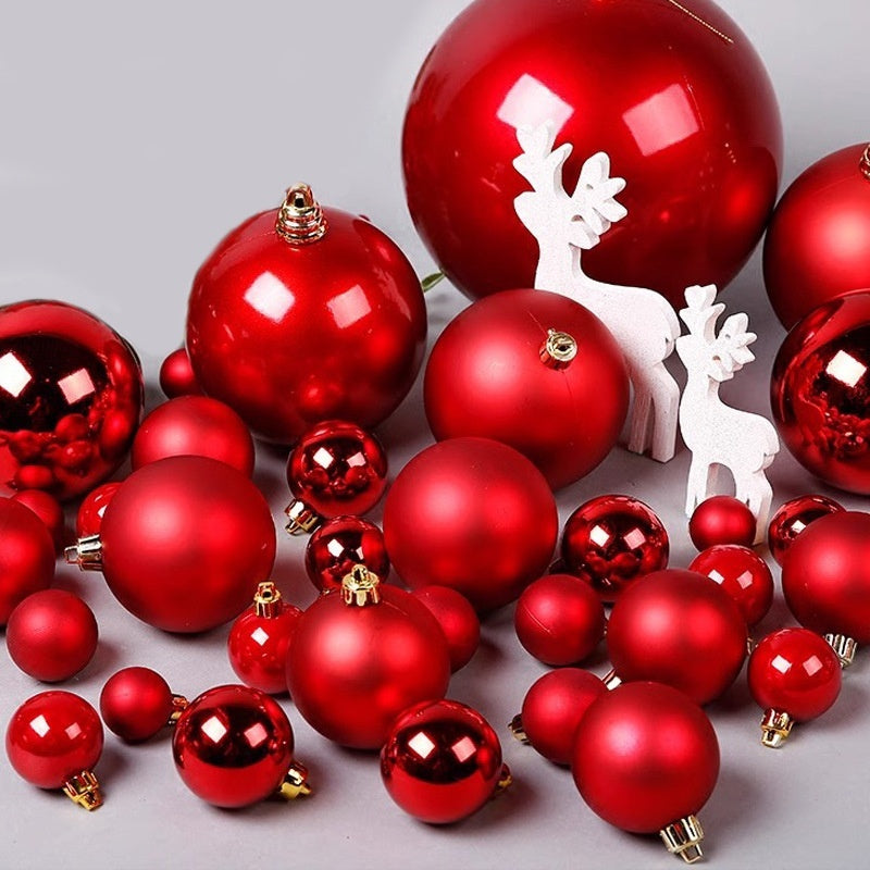 Red Electroplated Christmas Ornament Ball Set