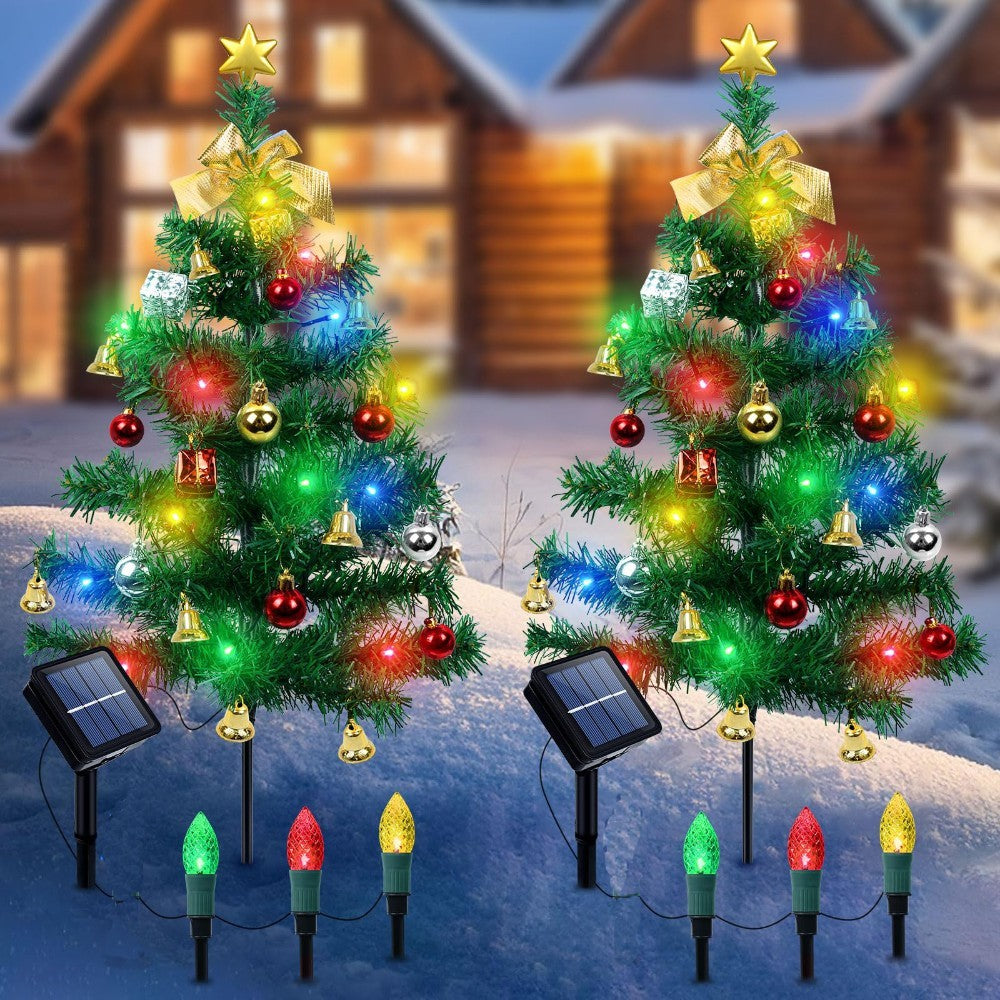 Outdoor Solar LED Christmas Trees (Pack of 2)