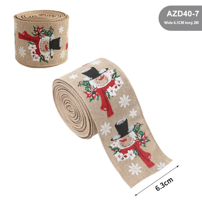 Classic Christmas Linen Craft Ribbon