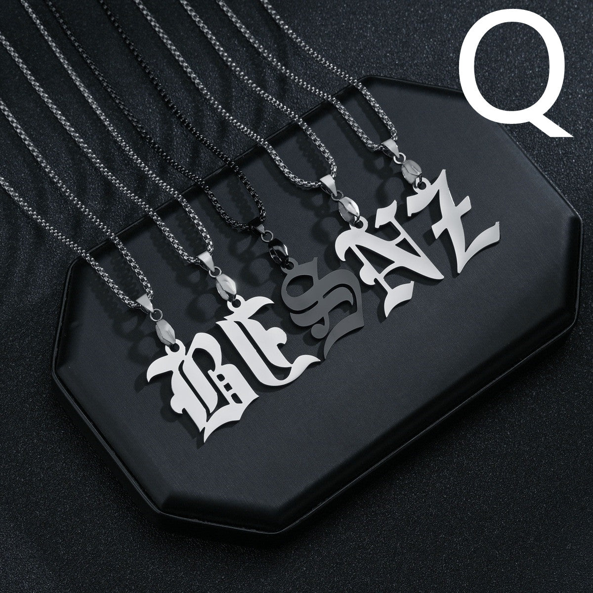 26 English Letters Military Nameplate Necklace Pendant