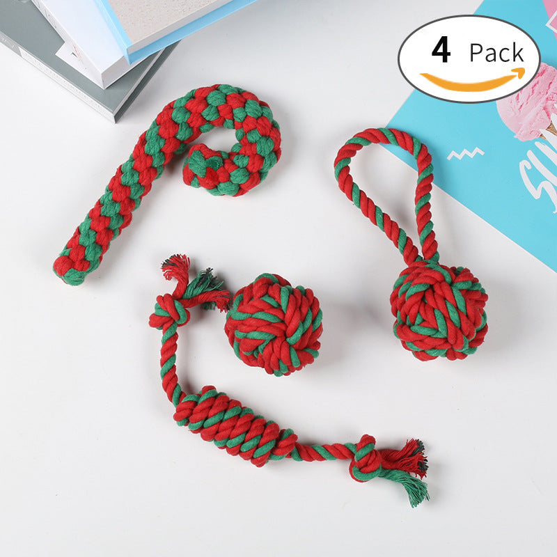 Christmas Rope Knot Dog Toy Set