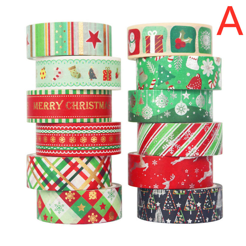 12-Piece Christmas Paper Tape Set – Festive Washi Rolls