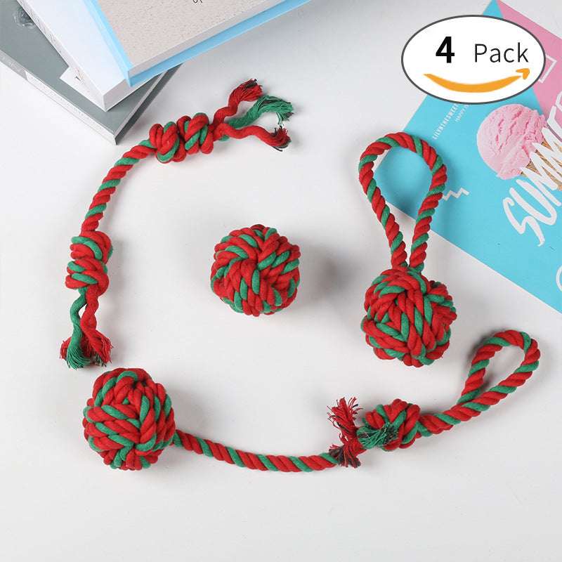 Christmas Rope Knot Dog Toy Set