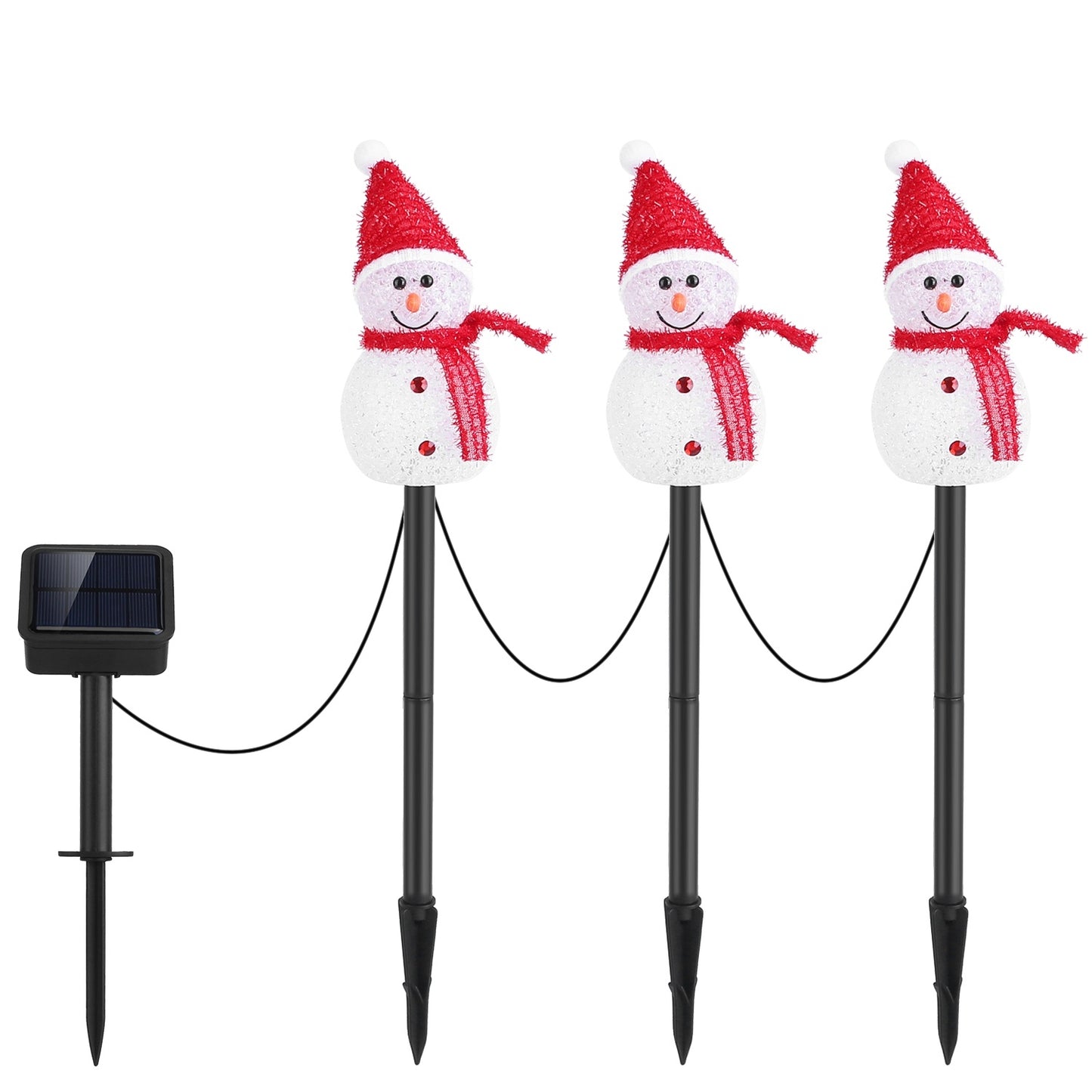 Outdoor LED Solar Snowman Trio – Waterproof Holiday Yard Lights