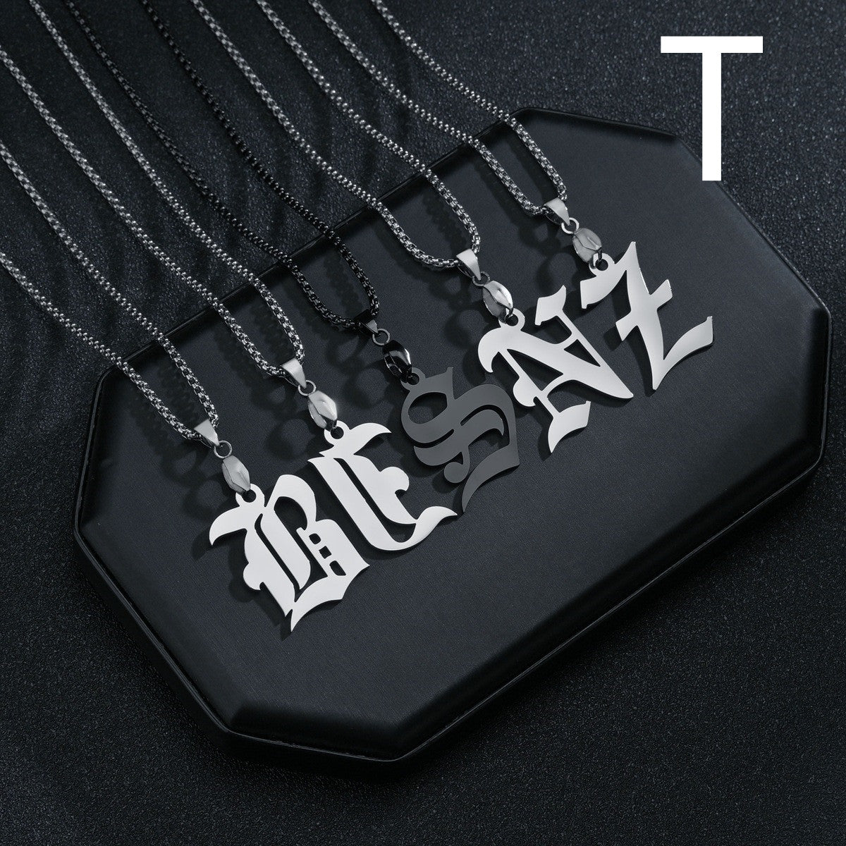 26 English Letters Military Nameplate Necklace Pendant