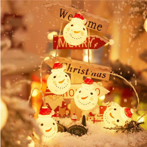 Snowman LED String Lights – Battery/USB Powered Christmas Decoration