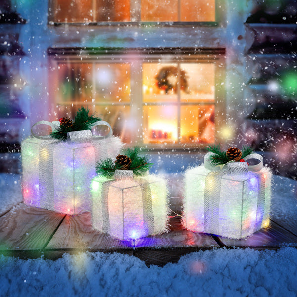 Luminous Holiday LED Gift Boxes Trio